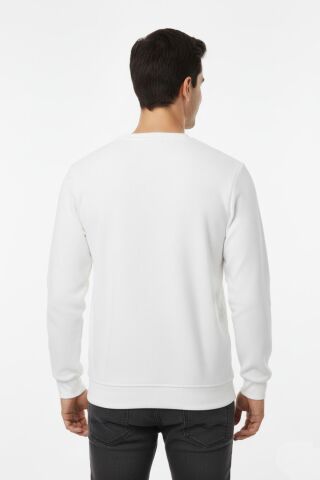 Erkek Sıfır Yaka Sweatshirt BGL-ST04863 EKRU - 3XL