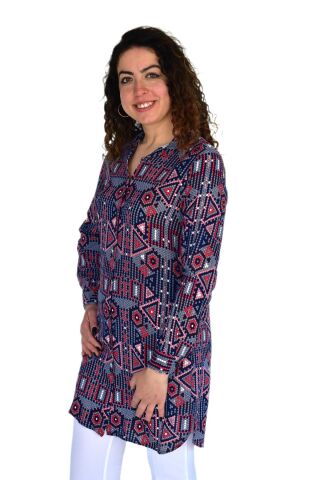 Kadın Nokta Desen Viscon Gömlek BGL-ST04242