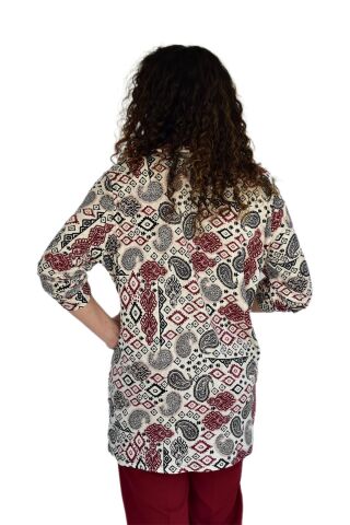 Kadın Büyük Beden Viskon Bluz BGL-ST04253 BEJ - 3XL