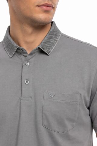 Erkek Polo Yaka Kısa Kollu Tişört Regular Kalıp T6270 BGL-ST05553 GRİ - XL