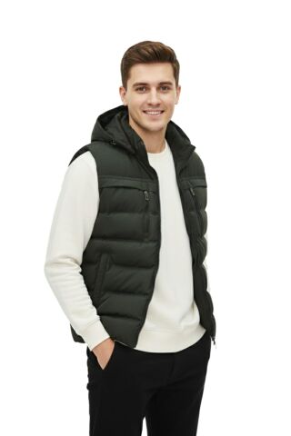 Erkek Kapüşonlu Spor Yelek 4021 BGL-ST04900 HAKİ - 2XL