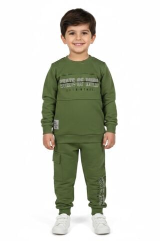 Erkek Çocuk Önü Baskılı Sweatshirt Ve Eşofman Alt Takım BGL-ST05249