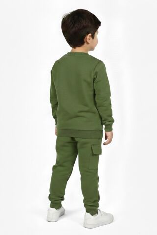 Erkek Çocuk Önü Baskılı Sweatshirt Ve Eşofman Alt Takım BGL-ST05249 ELMA - 6 YAŞ