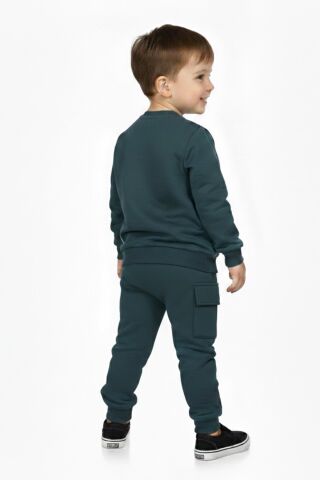 Erkek Çocuk Önü Baskılı Sweatshirt Ve Eşofman Alt Takım BGL-ST05249 ELMA - 3 YAŞ