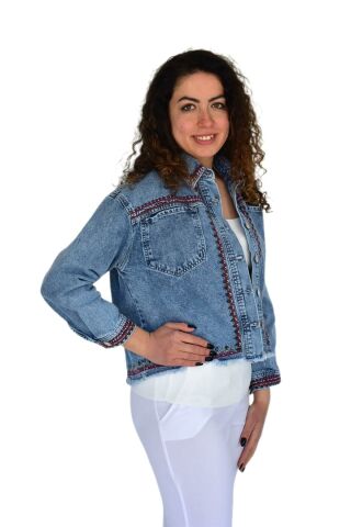 Kadın Nakışlı Kot Gömlek BGL-ST04245