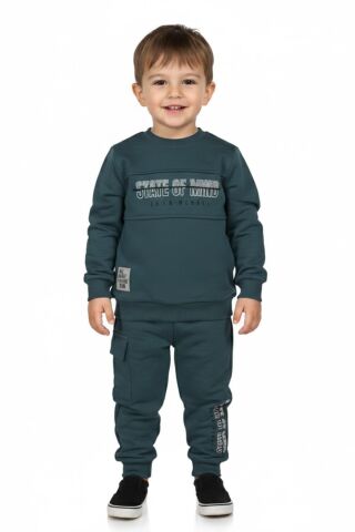 Erkek Çocuk Önü Baskılı Sweatshirt Ve Eşofman Alt Takım BGL-ST05249 ELMA - 5 Yaş