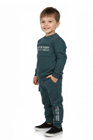 Erkek Çocuk Önü Baskılı Sweatshirt Ve Eşofman Alt Takım BGL-ST05249 ELMA - 5 Yaş
