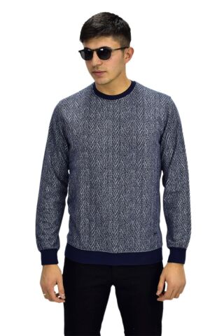 Erkek Spor Sıfır Yaka Sweatshirt R2266 BGL-ST03183 LACİVERT - 2XL