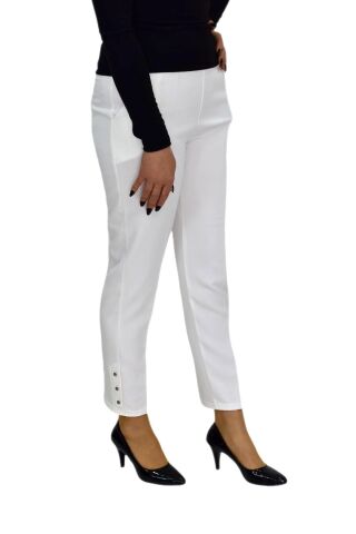 Kadın Paça Puntalı Beli Lastikli Kumaş Pantolon BGL-ST04323 KREM - 50