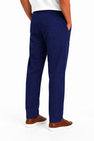 Erkek Ham Bez Lastikli %100 Natural Pamuk Pantolon BGL-ST05616 LACİVERT - 58