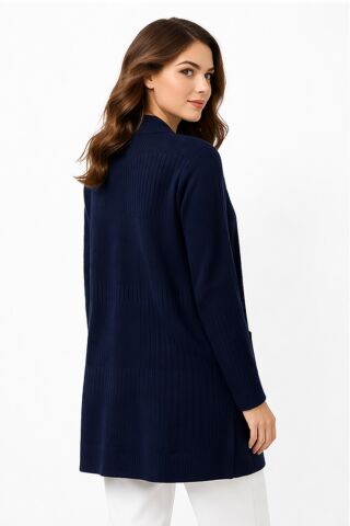 Kadın Anne Triko Cepli Hırka BGL-ST05293 LACİVERT - 3XL
