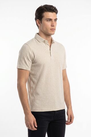Erkek Polo Yaka Kısa Kollu Tişört Regular Kalıp T6015 BGL-ST05552 TAŞ - M