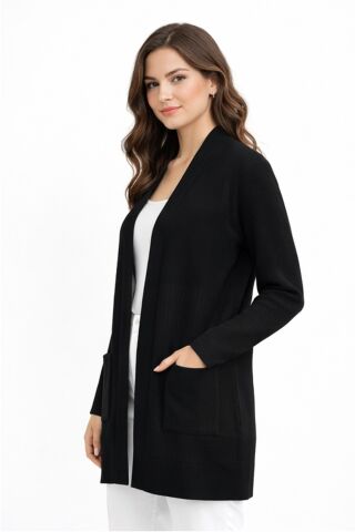 Kadın Anne Triko Cepli Hırka BGL-ST05293 SİYAH - L