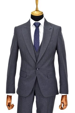 Erkek Silim Fit Yelekli Çift Yırtmaçlı Takım Elbise BGL-ST04737