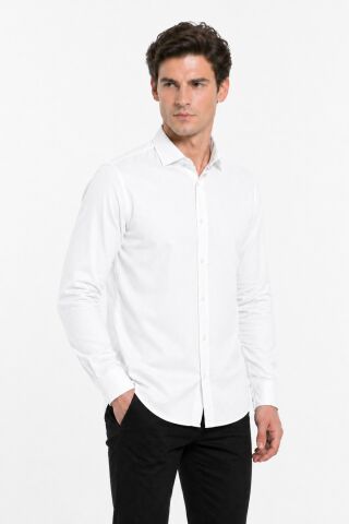 Erkek Spor Silim Fit Pamuklu Yazlık Gömlek BGL-ST05379 BEYAZ - 2XL