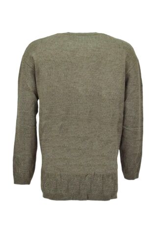 Kadın Cepli Triko  Hırka BGL-ST04128 HAKİ - 3XL