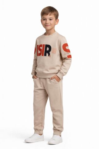 Erkek Çocuk Önü Baskılı Sweatshirt Ve Eşofman Alt Takım BGL-ST05250 LACİVERT - 3 YAŞ