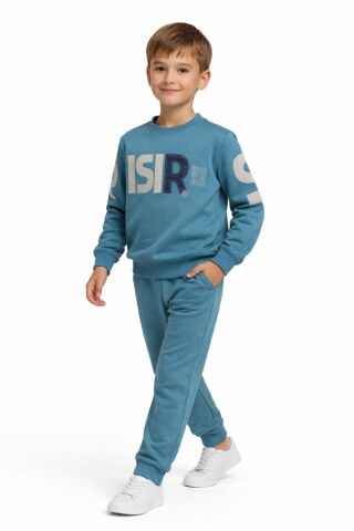 Erkek Çocuk Önü Baskılı Sweatshirt Ve Eşofman Alt Takım BGL-ST05250 LACİVERT - 3 YAŞ