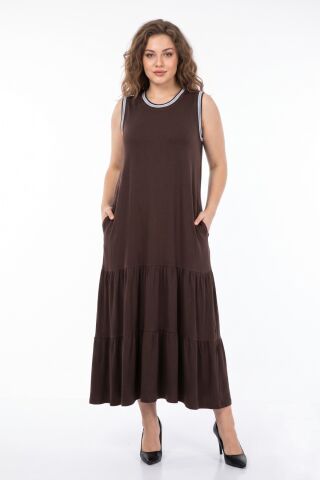 Kadın Kalın Askılı Viskon Likralı Elbise 7279 BGL-ST05665