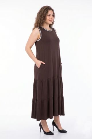 Kadın Kalın Askılı Viskon Likralı Elbise 7279 BGL-ST05665