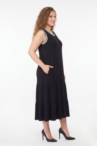 Kadın Kalın Askılı Viskon Likralı Elbise 7279 BGL-ST05665