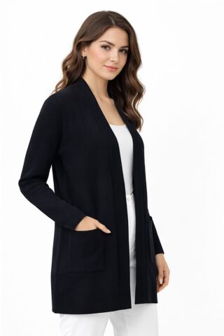 Kadın Anne Triko Cepli Hırka BGL-ST05293 SİYAH - 3XL