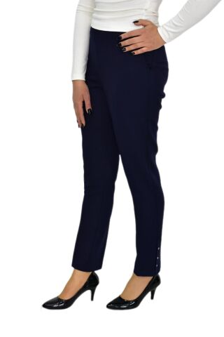 Kadın Paça Puntalı Beli Lastikli Kumaş Pantolon BGL-ST04323 LACİVERT - 44