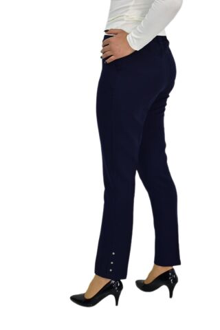 Kadın Paça Puntalı Beli Lastikli Kumaş Pantolon BGL-ST04323 LACİVERT - 44