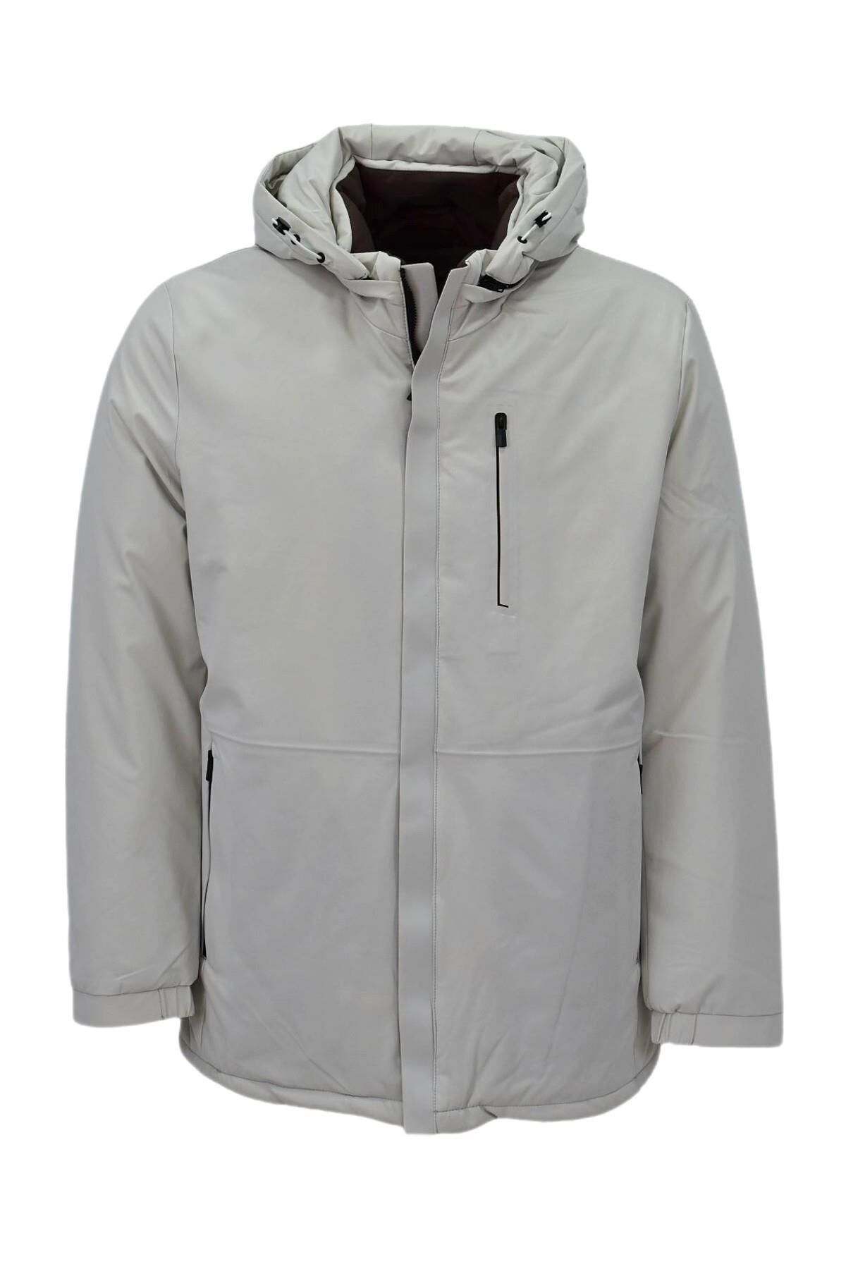 Erkek Kapüşonlu Spor Mont M3334 BGL-ST04015 TAŞ - 3XL