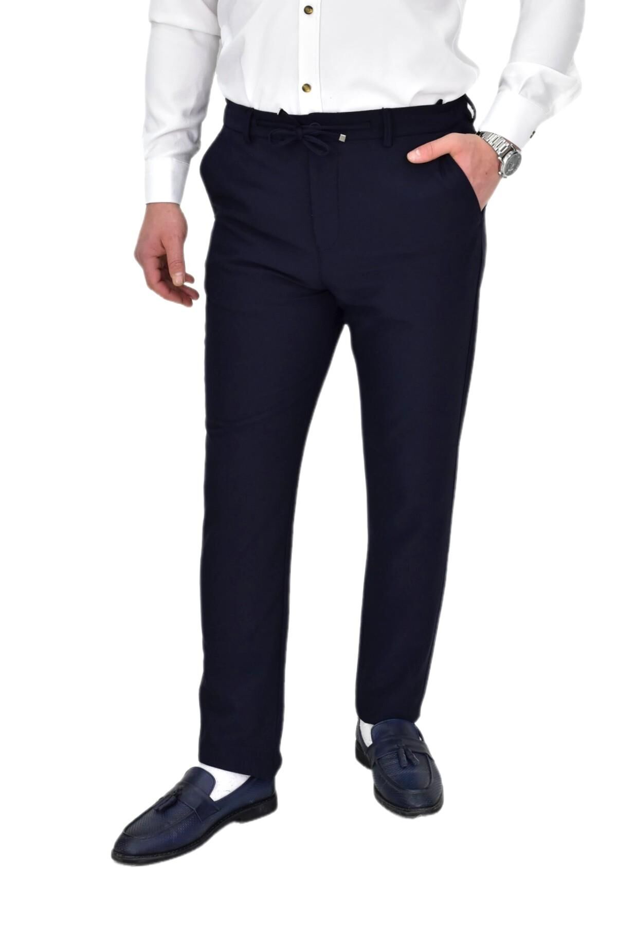 Erkek Beli Lastikli Jogger Pantolon Regular Fit BGL-ST04330 LACİVERT - 38