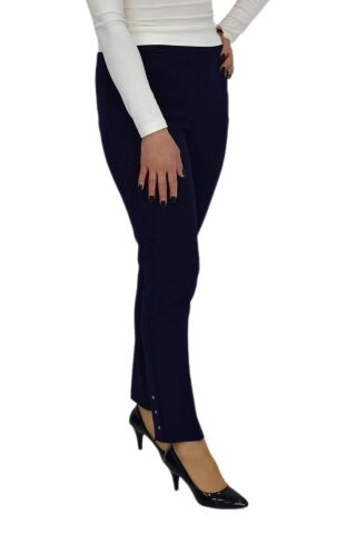 Kadın Paça Puntalı Beli Lastikli Kumaş Pantolon BGL-ST04323 LACİVERT - 48