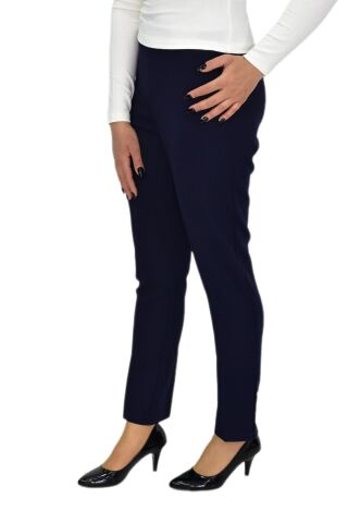 Kadın Paça Puntalı Beli Lastikli Kumaş Pantolon BGL-ST04323 LACİVERT - 48