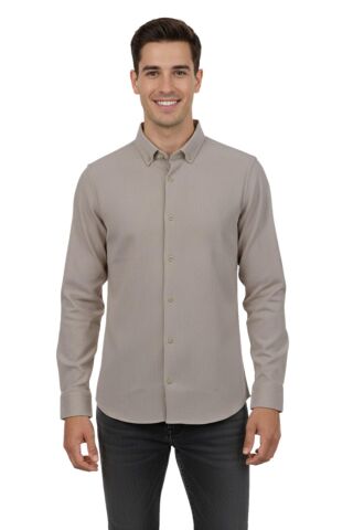 Erkek Spor Slim Fit Uzun Kol Petek Fitilli Gömlek BGL-ST04824