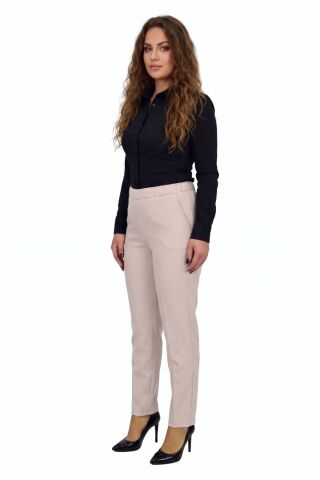 Kadın Kumaş Pantolon Kemer Lastikli BGL-ST04320 BEJ - 44