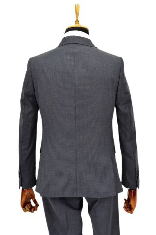 Erkek Silim Fit Yelekli Çift Yırtmaçlı Takım Elbise BGL-ST04737 LACİVERT - 56