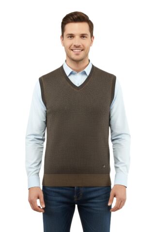 Erkek V Yaka Süveter Çelik Örgü Regular Kalıp 5208H BGL-ST04960