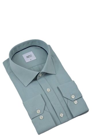 Erkek Klasik Armürlü  Uzun Kol Gömlek 33704 BGL-ST04394 ELMA - L