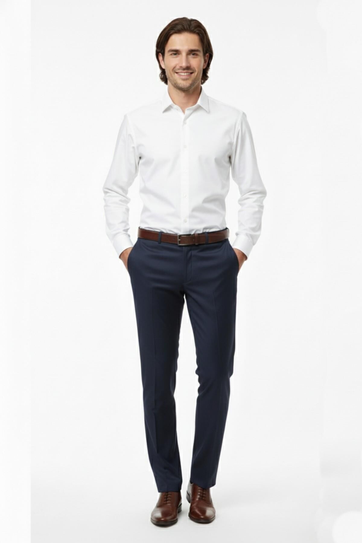 Erkek Klasik Kumaş Pantolon Likra Kumaş BGL-ST02205 LACİVERT - 54
