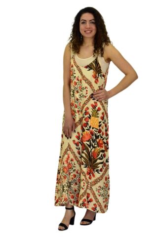 Kadın Saten Baskılı Askılı Tulum Elbise BGL-ST04215