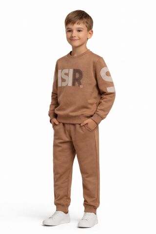 Erkek Çocuk Önü Baskılı Sweatshirt Ve Eşofman Alt Takım BGL-ST05250 CAMEL - 3 YAŞ