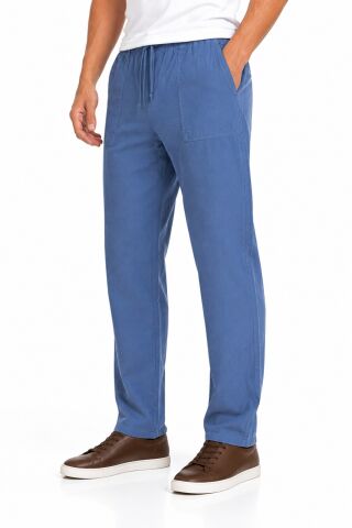 Erkek Ham Bez Lastikli %100 Natural Pamuk Pantolon BGL-ST05616 MAVİ - 62