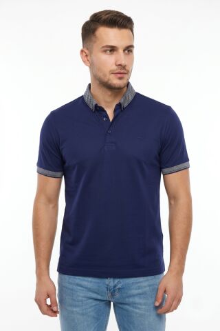 Erkek Polo Yaka Kısa Kollu Tişört Regular Kalıp T1000 BGL-ST05554 LACİVERT - L