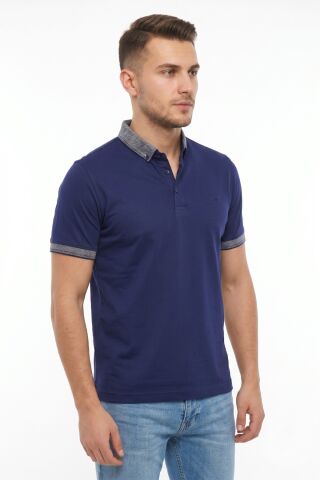 Erkek Polo Yaka Kısa Kollu Tişört Regular Kalıp T1000 BGL-ST05554 LACİVERT - L