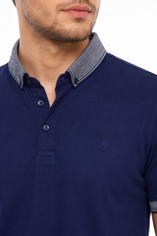 Erkek Polo Yaka Kısa Kollu Tişört Regular Kalıp T1000 BGL-ST05554 LACİVERT - L