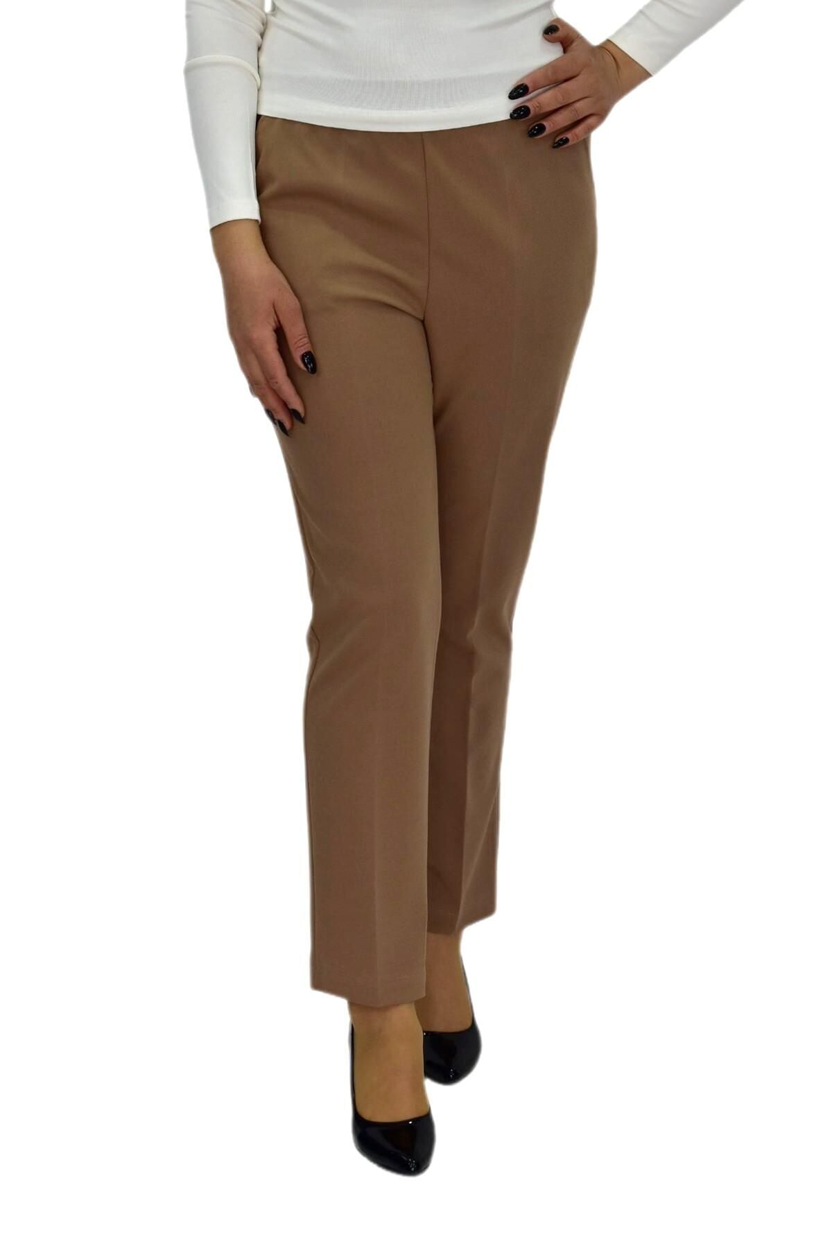 Kadın Kumaş Pantolon Kemer Lastikli BGL-ST04320 CAMEL - 44