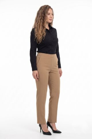 Kadın Kumaş Pantolon Kemer Lastikli BGL-ST04320 CAMEL - 44