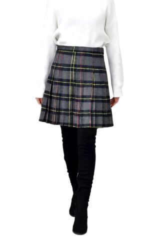 Kadın Ekose Kolej Etek Gri Lacivert ATATURK-38