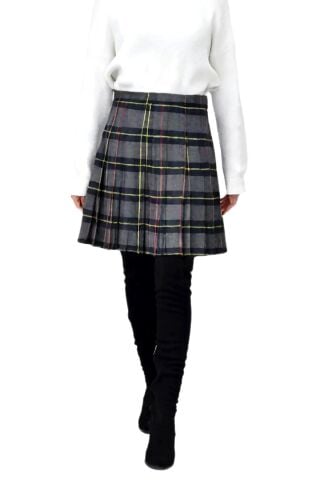 Kadın Ekose Kolej Etek Gri Lacivert ATATURK-38