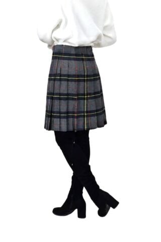 Kadın Ekose Kolej Etek Gri Lacivert ATATURK-38