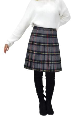 Kadın Ekose Kolej Etek Gri Lacivert ATATURK-38